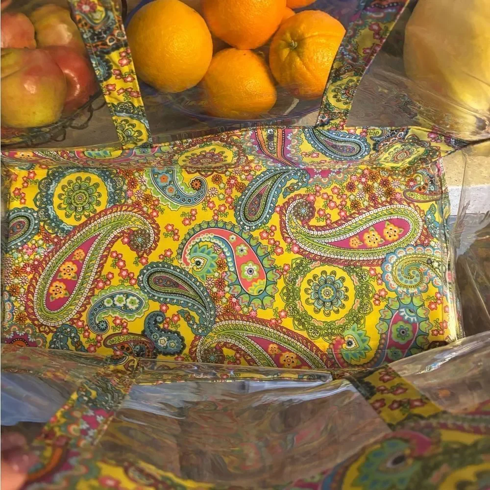 Paisley Yellow and Green Transparent Tote Bag